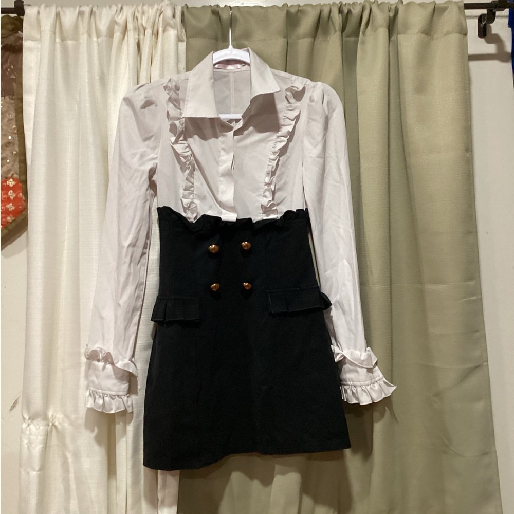Elegant Black Skirt with Gold Button Accents